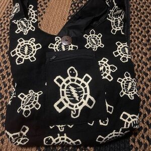 Turtle Print Black and White Shoulder Bag